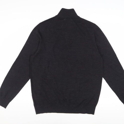 Marks and Spencer Men’s Black Merino Wool 1/2 Zip Jumper Size L