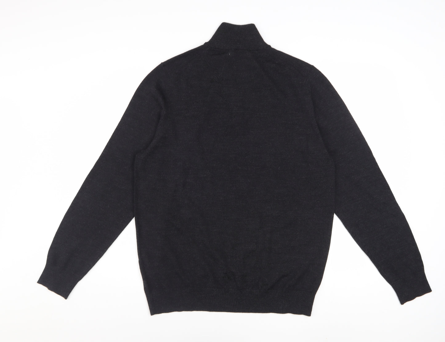 Marks and Spencer Men’s Black Merino Wool 1/2 Zip Jumper Size L