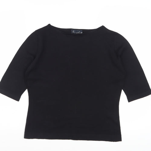 Kingshill Women Black 3/4 Sleeve Merino Wool Basic Blouse L