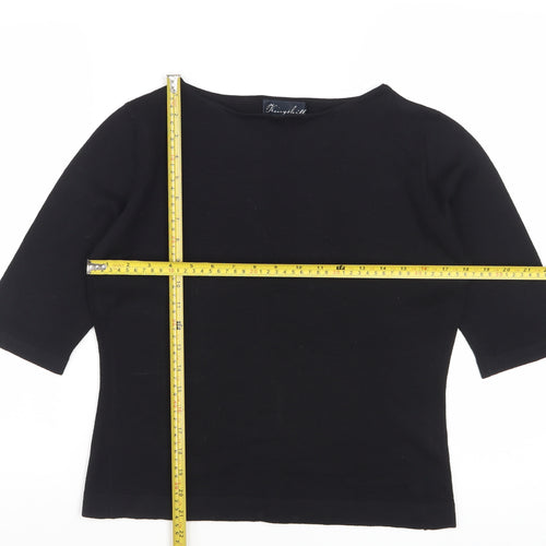 Kingshill Women Black 3/4 Sleeve Merino Wool Basic Blouse L