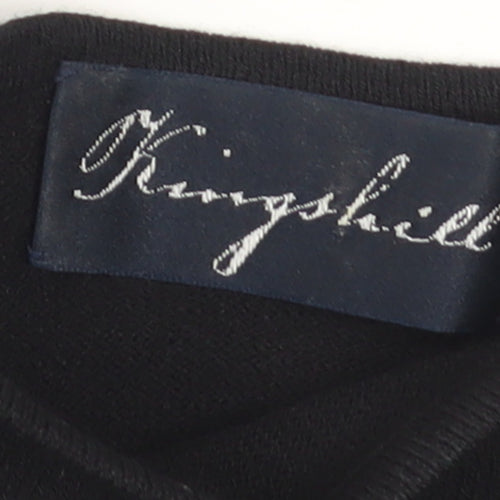 Kingshill Women Black 3/4 Sleeve Merino Wool Basic Blouse L