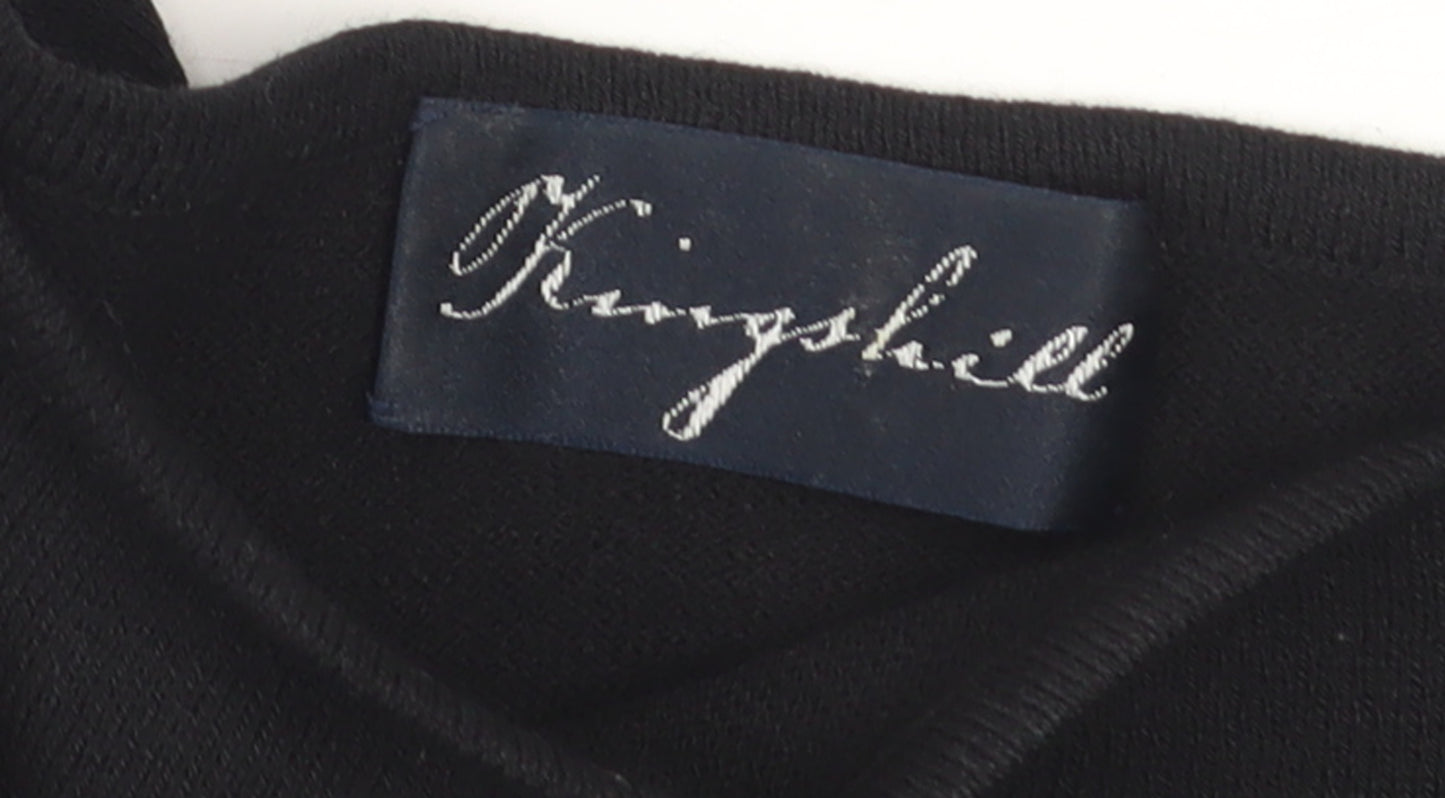 Kingshill Women Black 3/4 Sleeve Merino Wool Basic Blouse L
