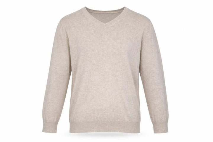 Gap Men’s Beige Cotton V-Neck Jumper Size L Classic Knit