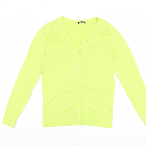 Roman Women Green V-Neck Button Cardigan Size 10