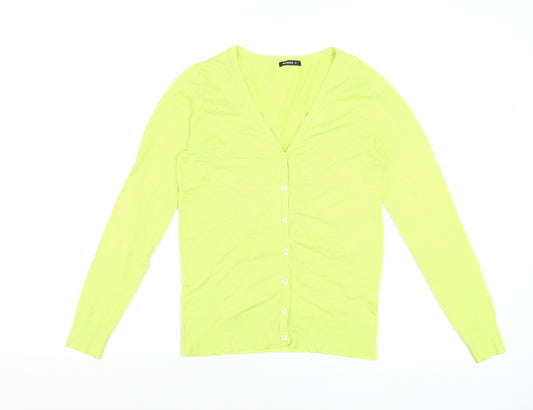 Roman Women Green V-Neck Button Cardigan Size 10