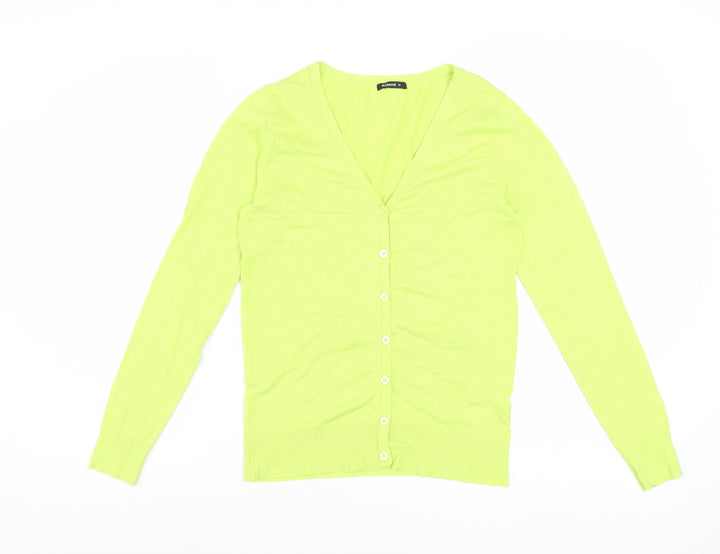 Roman Women Green V-Neck Button Cardigan Size 10