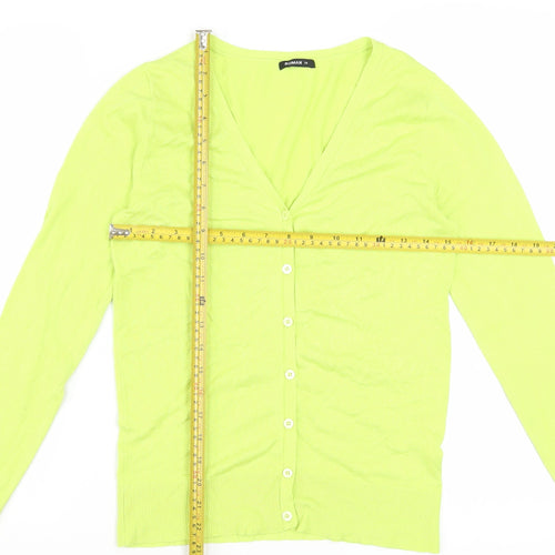Roman Women Green V-Neck Button Cardigan Size 10