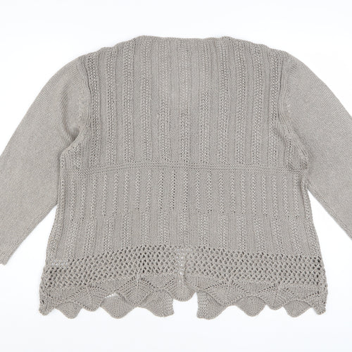Anne Smith Women’s Beige Crochet Knit Cardigan XL V-Neck