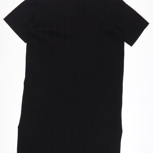 H&M Women Black Size 12 Collared Knit T-Shirt Dress