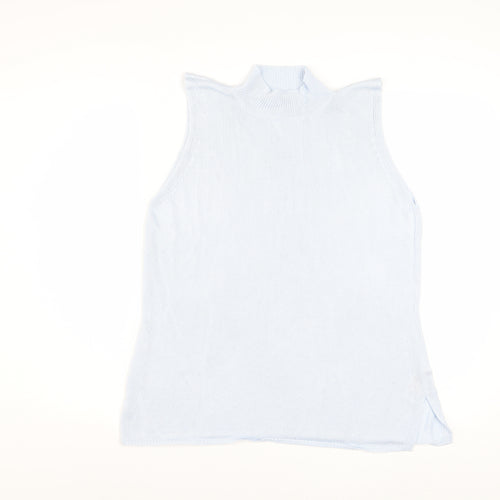 Marks and Spencer Women's Blue Sleeveless Mock Neck Viscose Tank Top Size 18