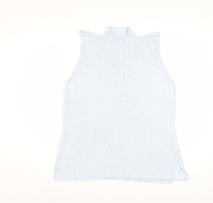 Marks and Spencer Women's Blue Sleeveless Mock Neck Viscose Tank Top Size 18