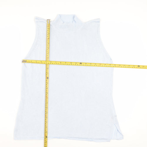 Marks and Spencer Women's Blue Sleeveless Mock Neck Viscose Tank Top Size 18
