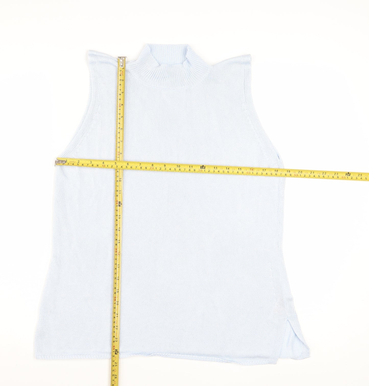 Marks and Spencer Women's Blue Sleeveless Mock Neck Viscose Tank Top Size 18