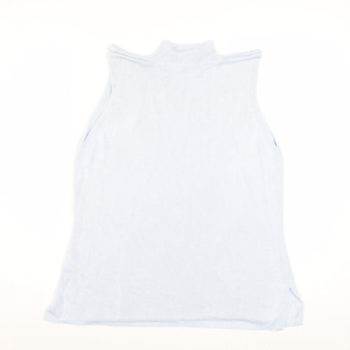 Marks and Spencer Women's Blue Sleeveless Mock Neck Viscose Tank Top Size 18