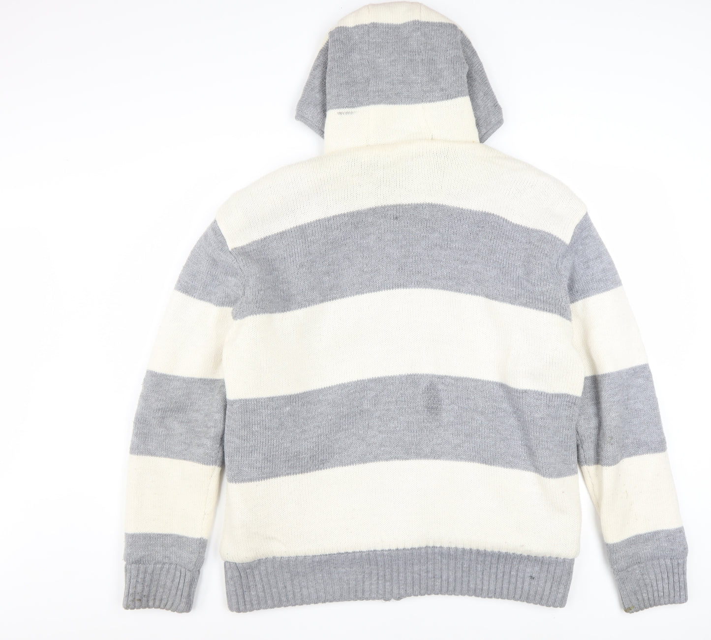 Lee Cooper Men's Grey Striped Full Zip Hooded Jumper L
