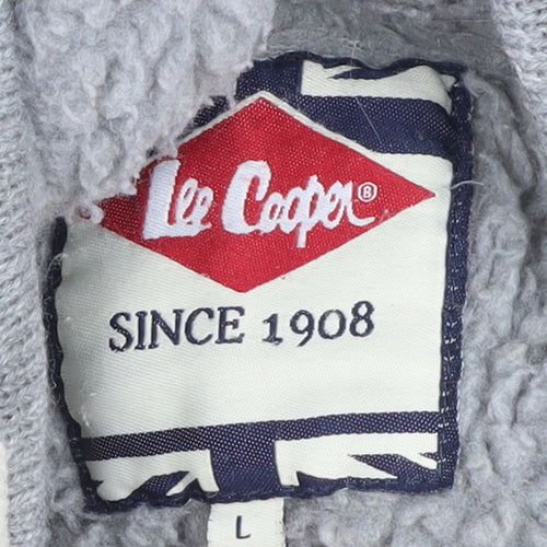 Lee Cooper Men's Grey Striped Full Zip Hooded Jumper L
