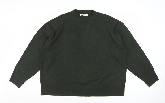 Marks and Spencer Women's Green Wool Blend XL Crew Neck Jumper