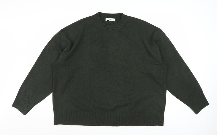 Marks and Spencer Women's Green Wool Blend XL Crew Neck Jumper