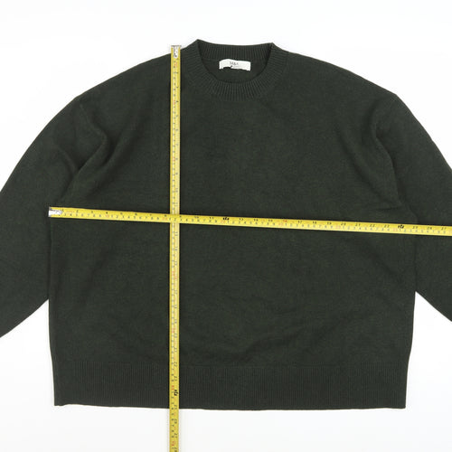 Marks and Spencer Women's Green Wool Blend XL Crew Neck Jumper