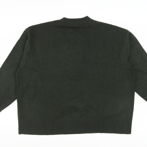 Marks and Spencer Women's Green Wool Blend XL Crew Neck Jumper