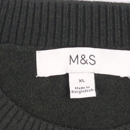 Marks and Spencer Women's Green Wool Blend XL Crew Neck Jumper