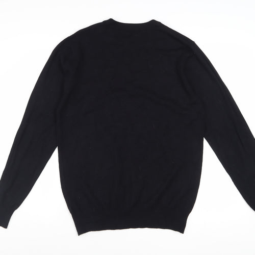 Christiano Baldinucci Men's Black Wool Blend Medium Crew Neck Jumper