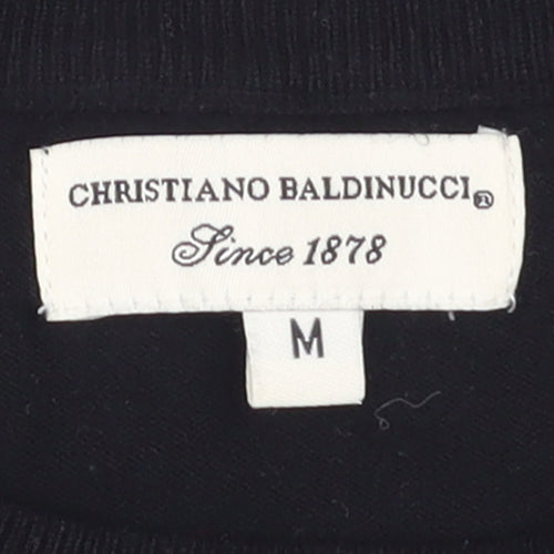 Christiano Baldinucci Men's Black Wool Blend Medium Crew Neck Jumper