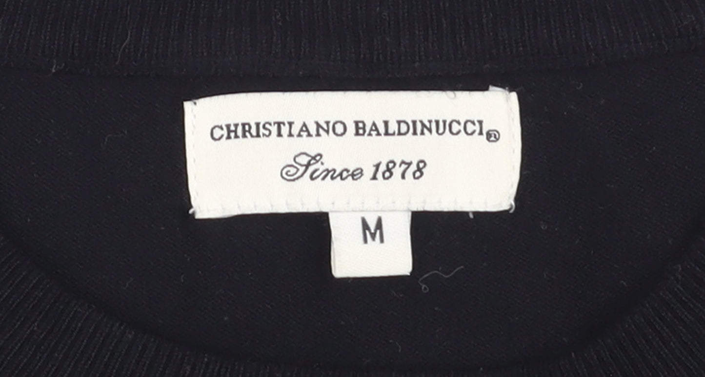 Christiano Baldinucci Men's Black Wool Blend Medium Crew Neck Jumper