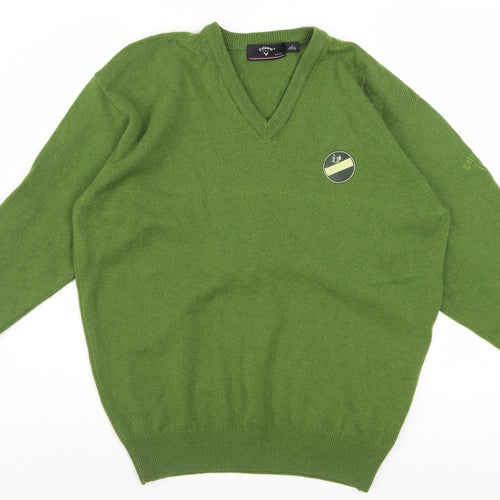 Callaway Men's Green Wool V-Neck Golf Jumper Size S