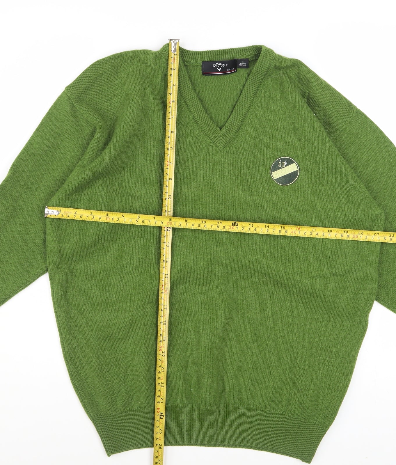 Callaway Men's Green Wool V-Neck Golf Jumper Size S