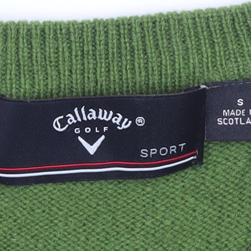 Callaway Men's Green Wool V-Neck Golf Jumper Size S