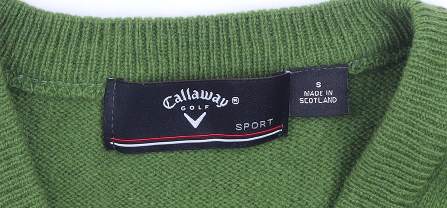 Callaway Men's Green Wool V-Neck Golf Jumper Size S