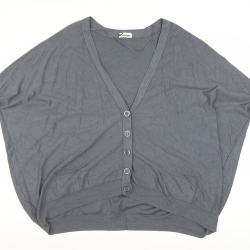 Tezenis Women’s Grey V-Neck Button Cardigan Size S Relaxed Fit