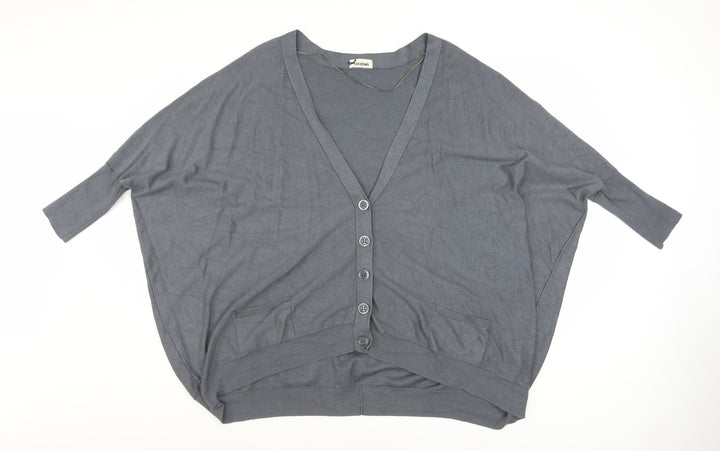 Tezenis Women’s Grey V-Neck Button Cardigan Size S Relaxed Fit