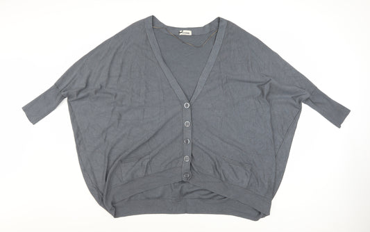 Tezenis Women’s Grey V-Neck Button Cardigan Size S Relaxed Fit