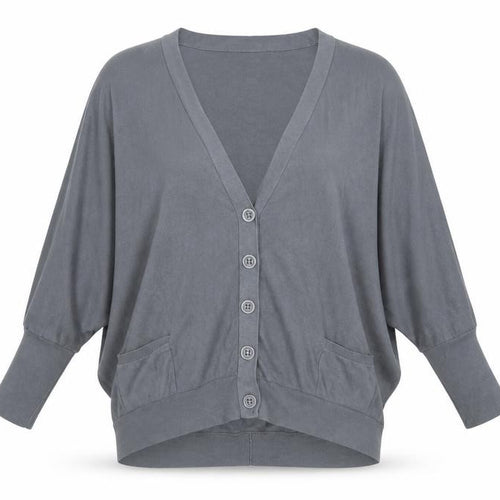 Tezenis Women’s Grey V-Neck Button Cardigan Size S Relaxed Fit