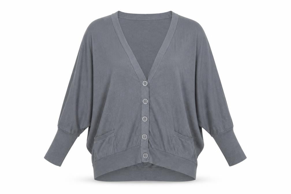 Tezenis Women’s Grey V-Neck Button Cardigan Size S Relaxed Fit