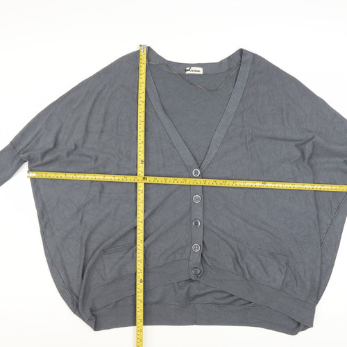 Tezenis Women’s Grey V-Neck Button Cardigan Size S Relaxed Fit