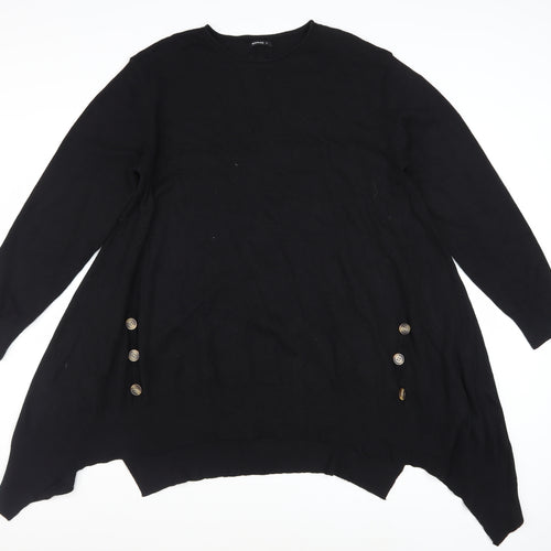 Roman Women’s Black Size 16 Tunic Jumper with Button Detail