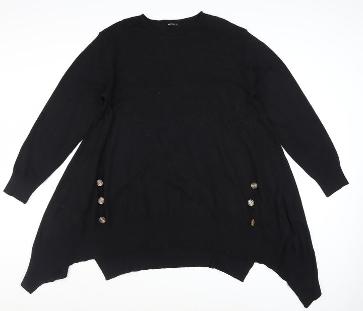 Roman Women’s Black Size 16 Tunic Jumper with Button Detail