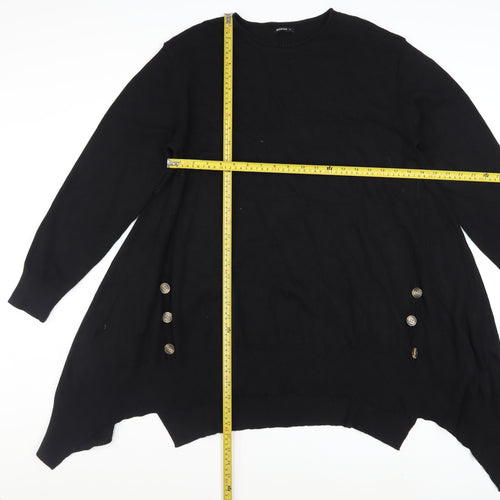 Roman Women’s Black Size 16 Tunic Jumper with Button Detail