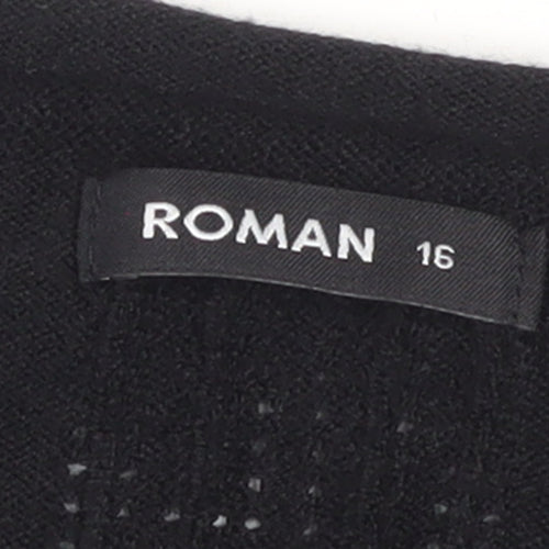 Roman Women’s Black Size 16 Tunic Jumper with Button Detail