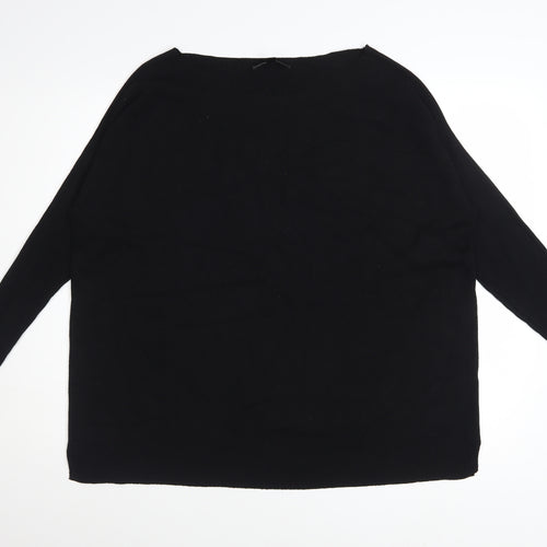 Gya Women's Black XL Boat Neck Long Sleeve Pullover Jumper