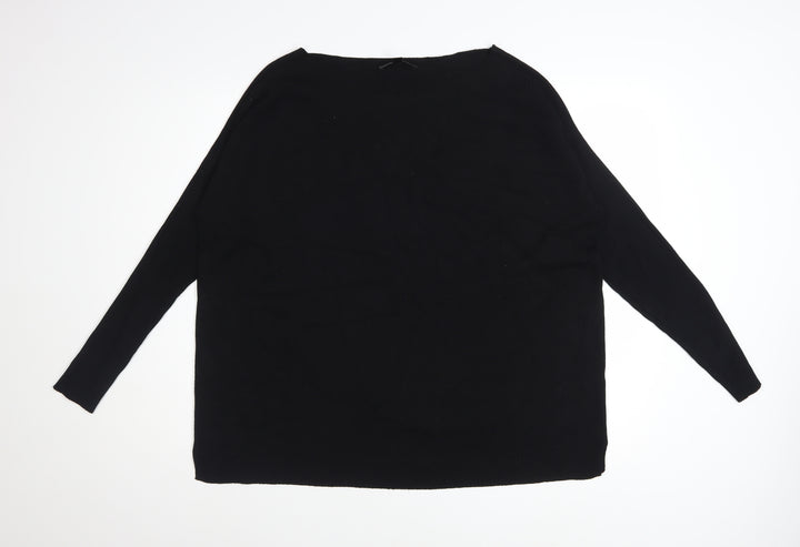 Gya Women's Black XL Boat Neck Long Sleeve Pullover Jumper
