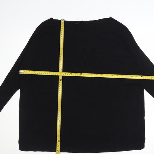 Gya Women's Black XL Boat Neck Long Sleeve Pullover Jumper