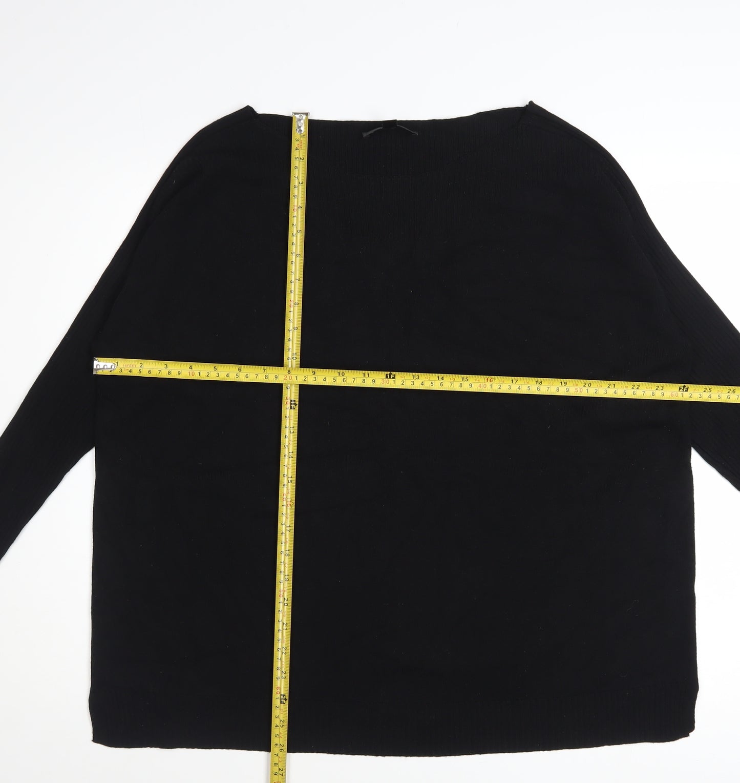 Gya Women's Black XL Boat Neck Long Sleeve Pullover Jumper