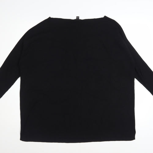 Gya Women's Black XL Boat Neck Long Sleeve Pullover Jumper