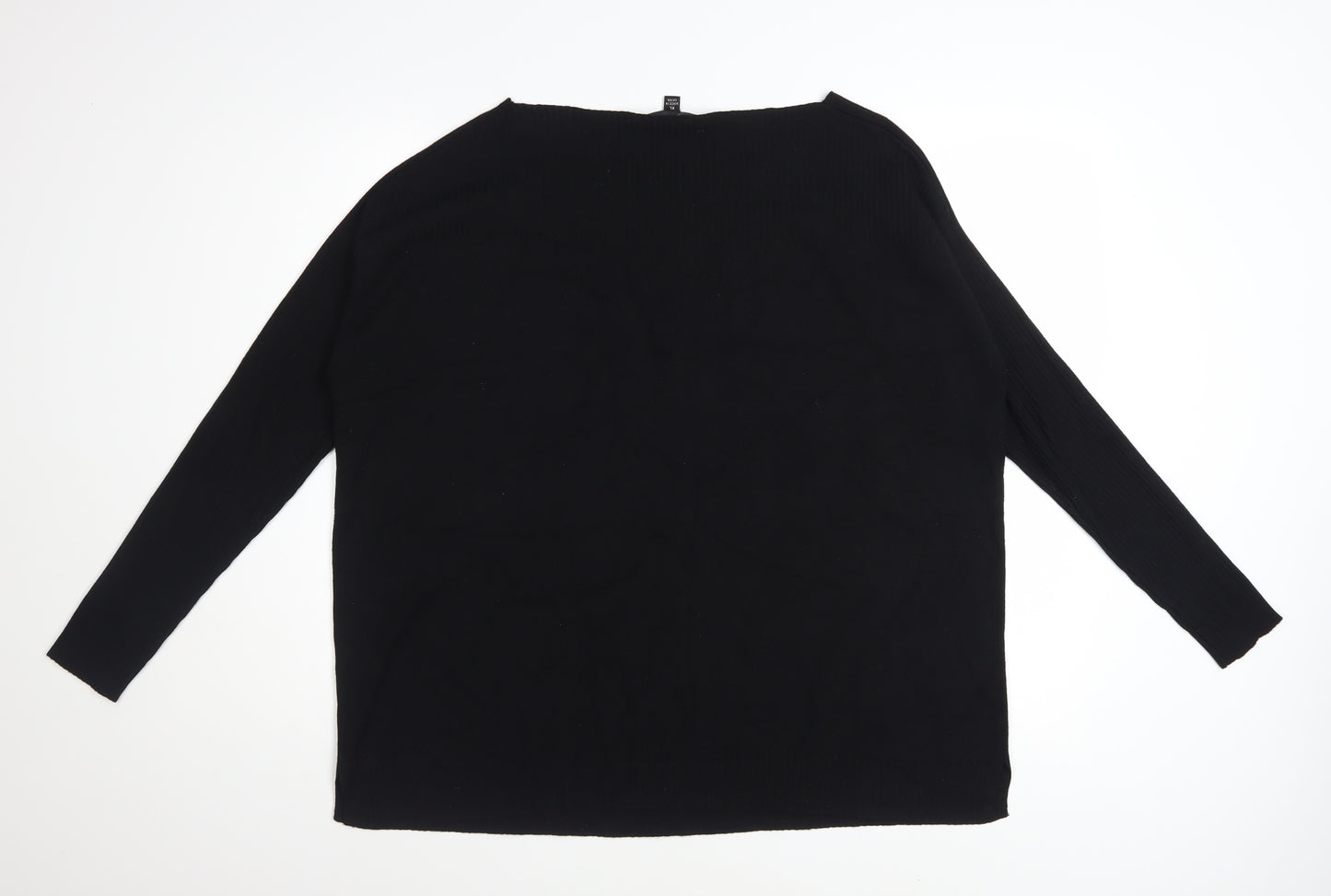 Gya Women's Black XL Boat Neck Long Sleeve Pullover Jumper