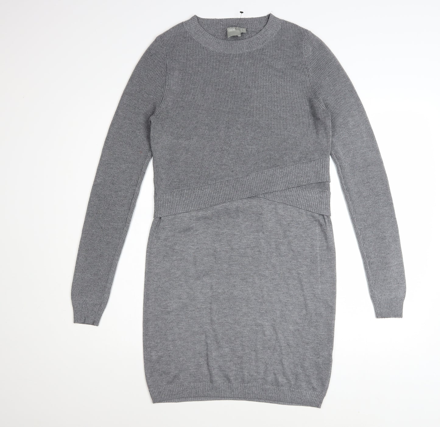 ASOS Women Grey Jumper Dress Size 10 Long Sleeve Knit