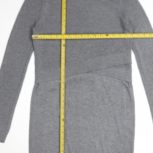 ASOS Women Grey Jumper Dress Size 10 Long Sleeve Knit